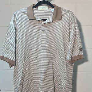 Tan Stripe Golf Polo Size L - Admirals Cove, Fla
